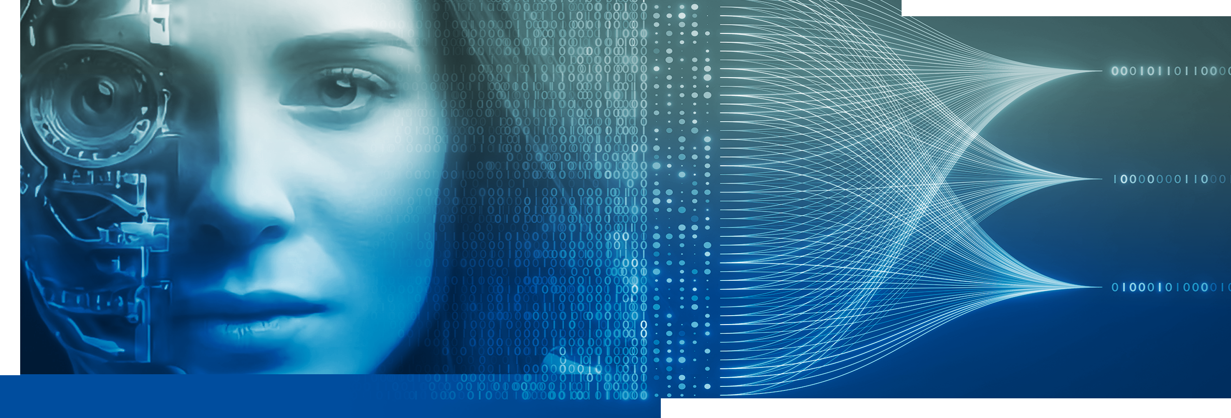 Woman with AI elements around her. Illustration.