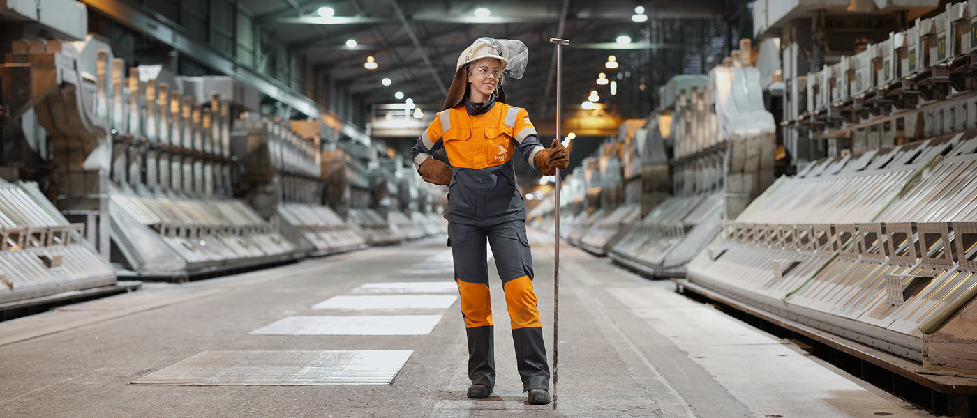 Worker at Hydro's primary aluminium plant in Årdal, Norway