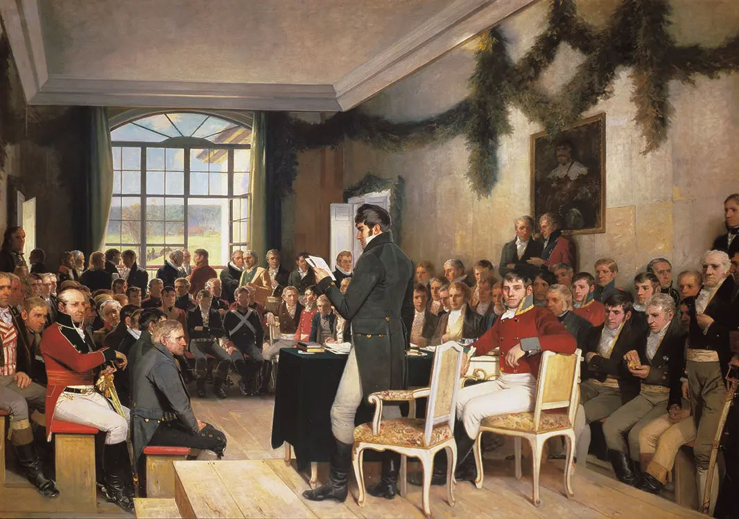 The Norwegian Constituent Assembly. Photo of old painting