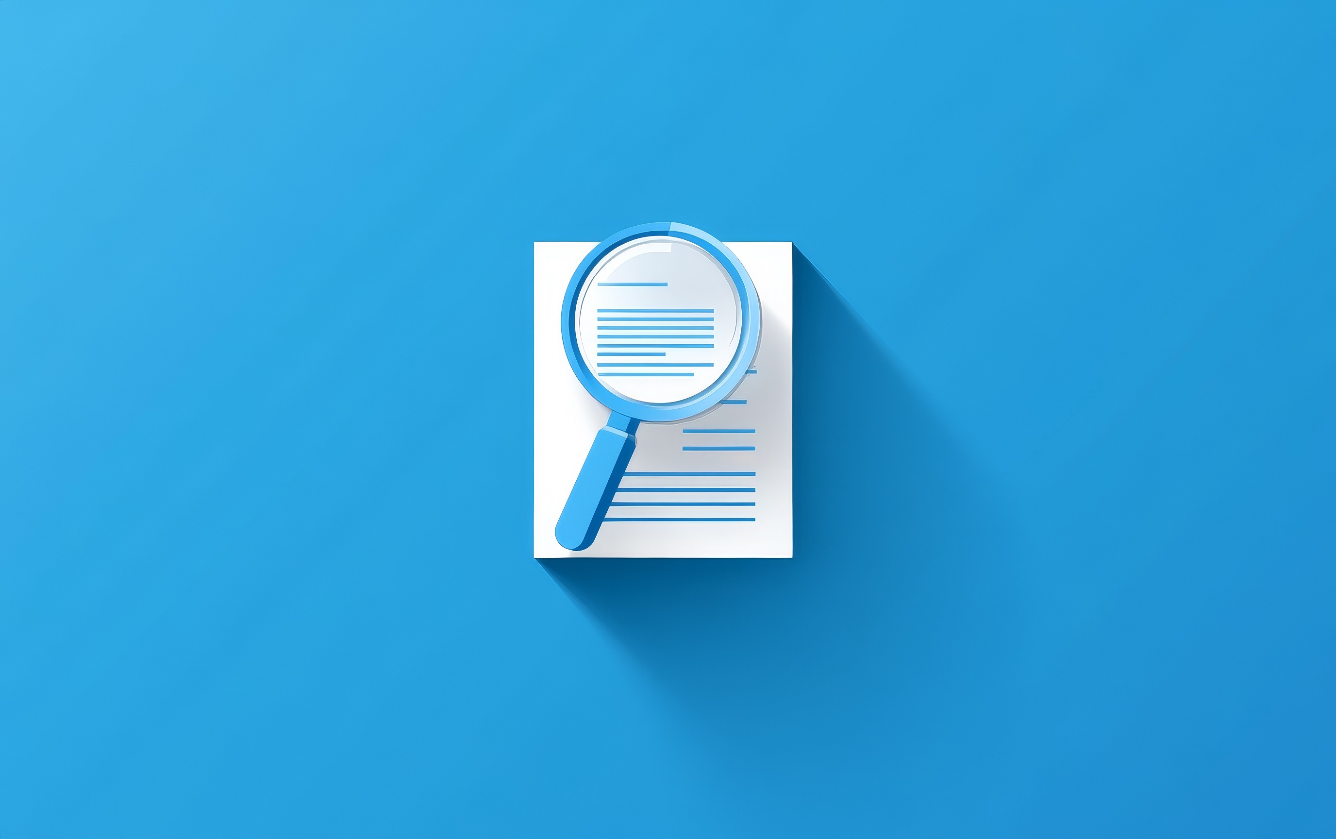 Magnifying glass icon on blue background