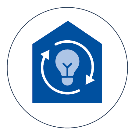 Light bulb in circle. Icon