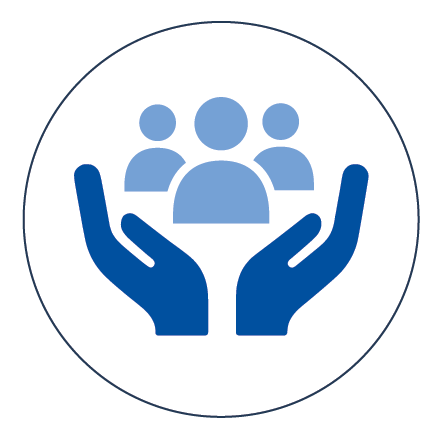 Hand with people in it. Icon