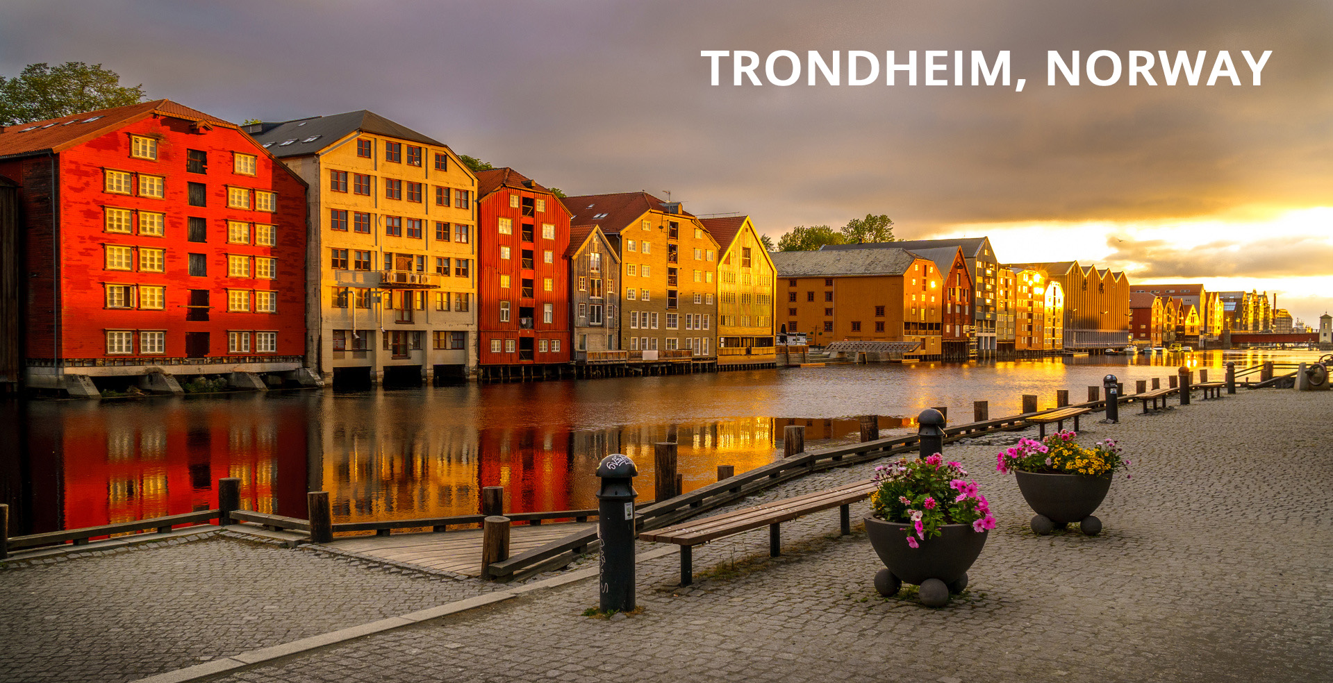 The old wharves by Nidelva river in Trondheim City