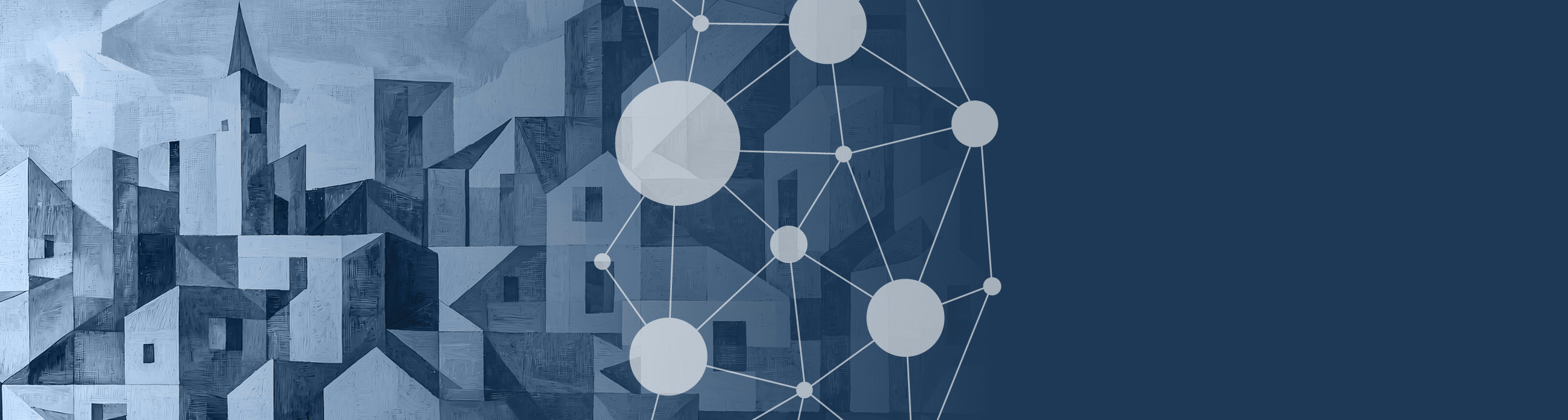 Buildings in blue tones. Illustration