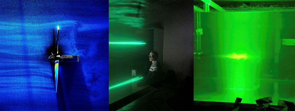green lasers and person with protective glasses