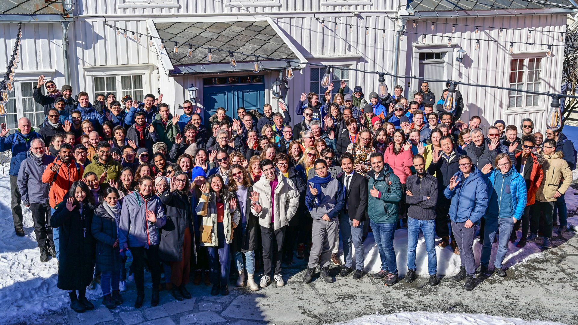 large group of smiling people. photo