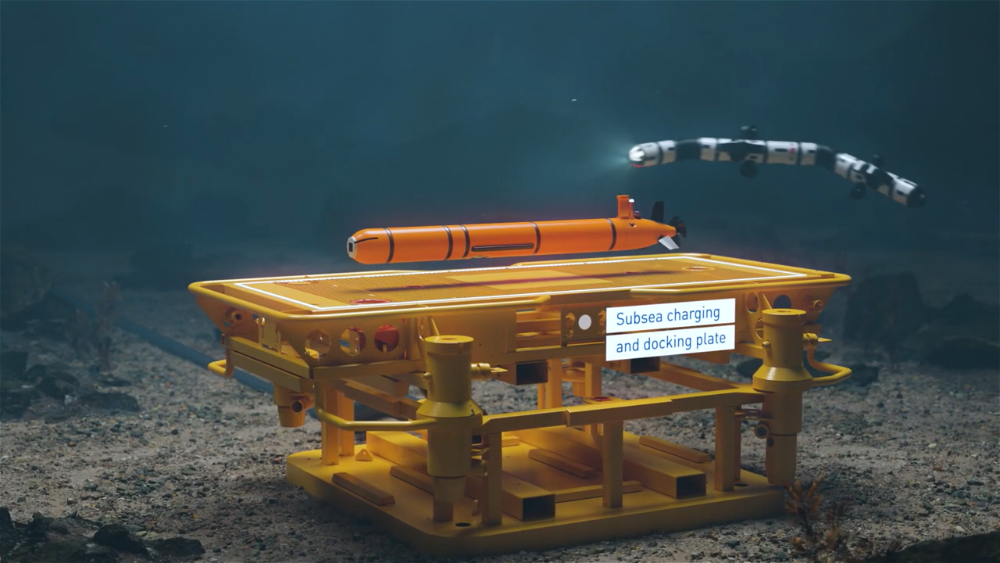 Subsea charging and docking plate. Illustration