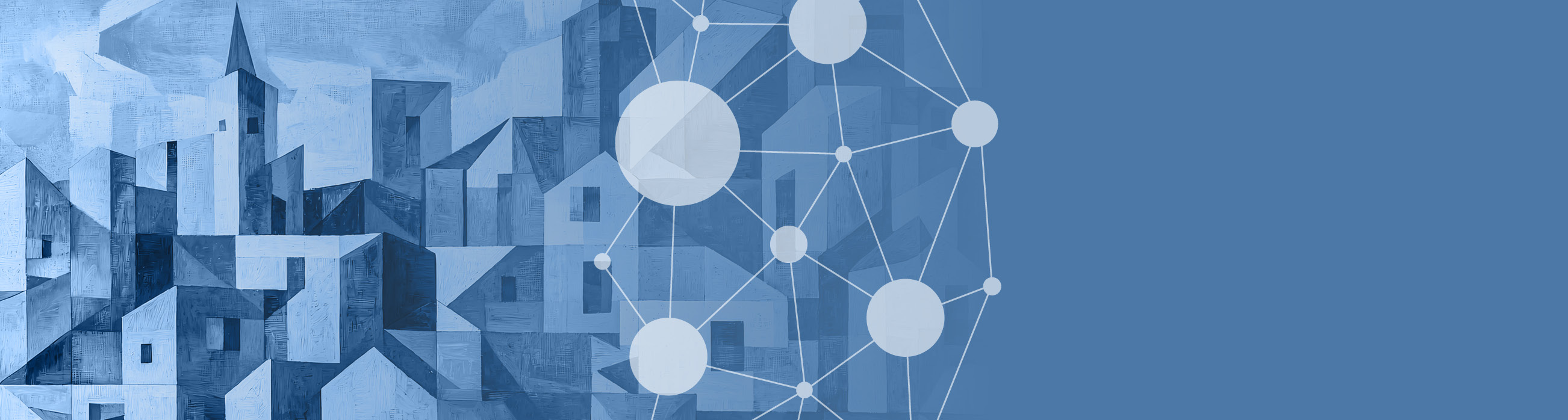 Buildings in blue tones. Illustration