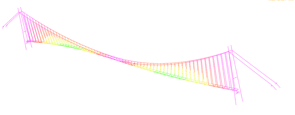 Modal shape of the Hardanger Bridge. Model and animation by NTNU/Øyvind Wiig Petersen.