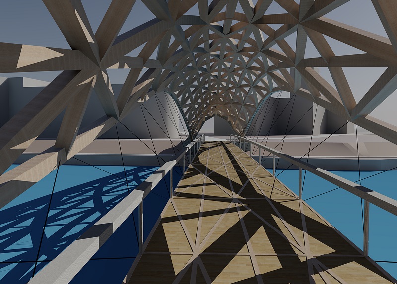Inside view of the bridge. Illustration by NTNU/John Mork, Marcin Luczkowski and Steinar Dyvik.