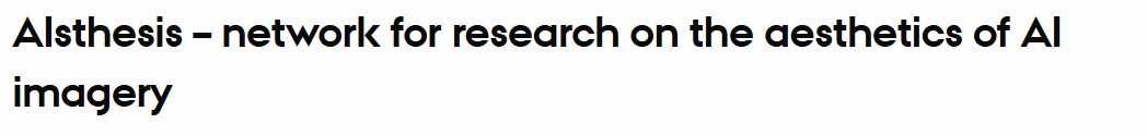 Text banner for AIsthesis. Photo.