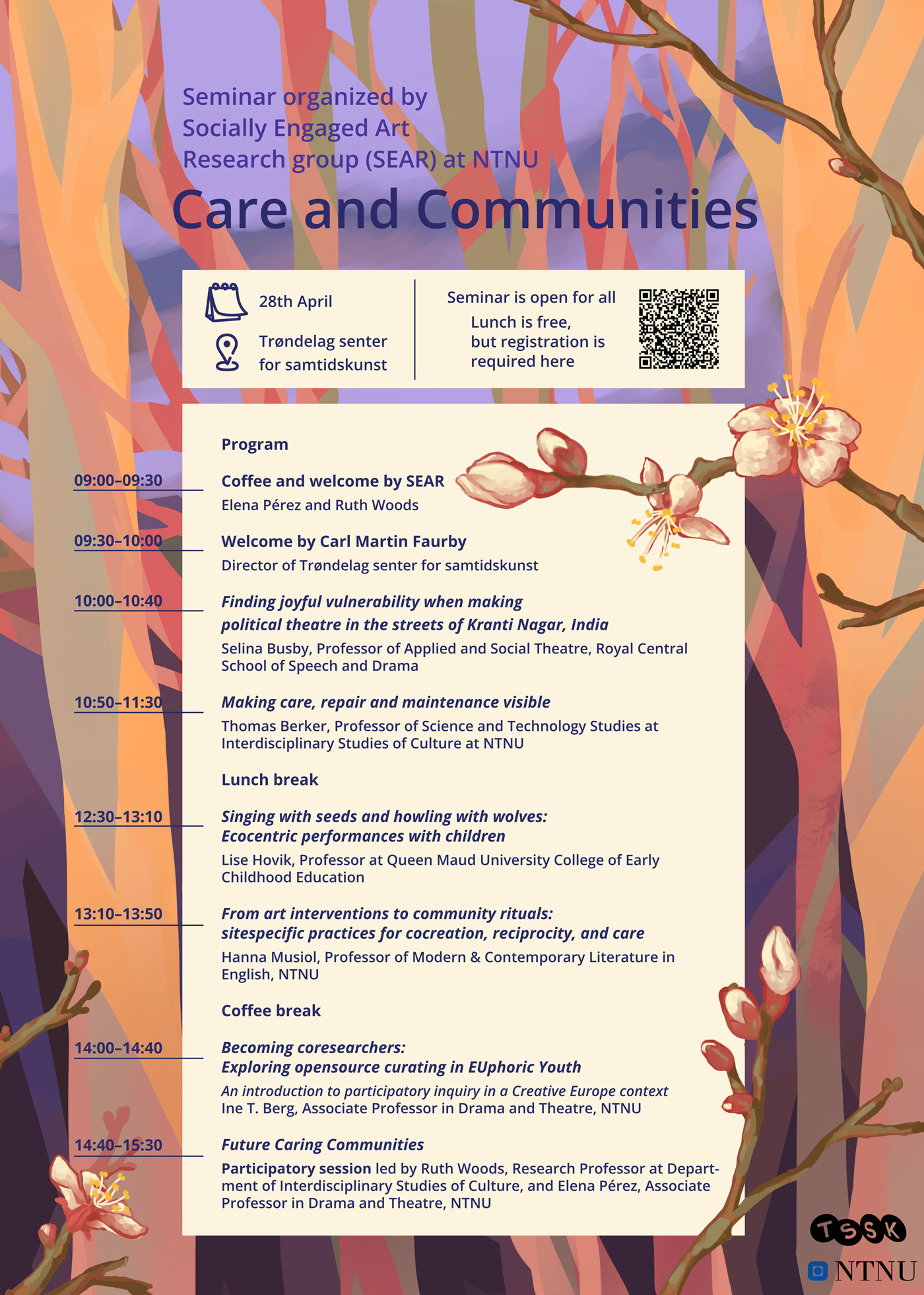 Care and Communities event poster. Photo.