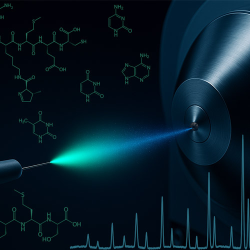 Illustration of mass spectrometry-based analysis of proteins, DNA, and RNA