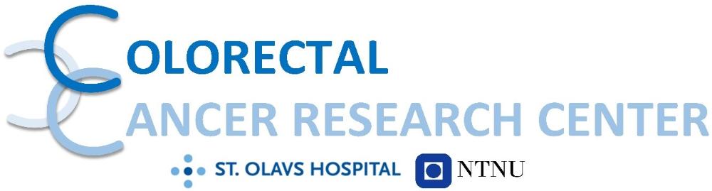 Image of the following text: "Colorectal Cancer Research Center" together with logos of St. Olavs hospital and NTNU