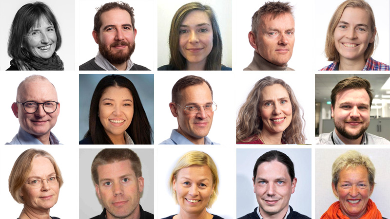 Profile photos of 15 employees at the department