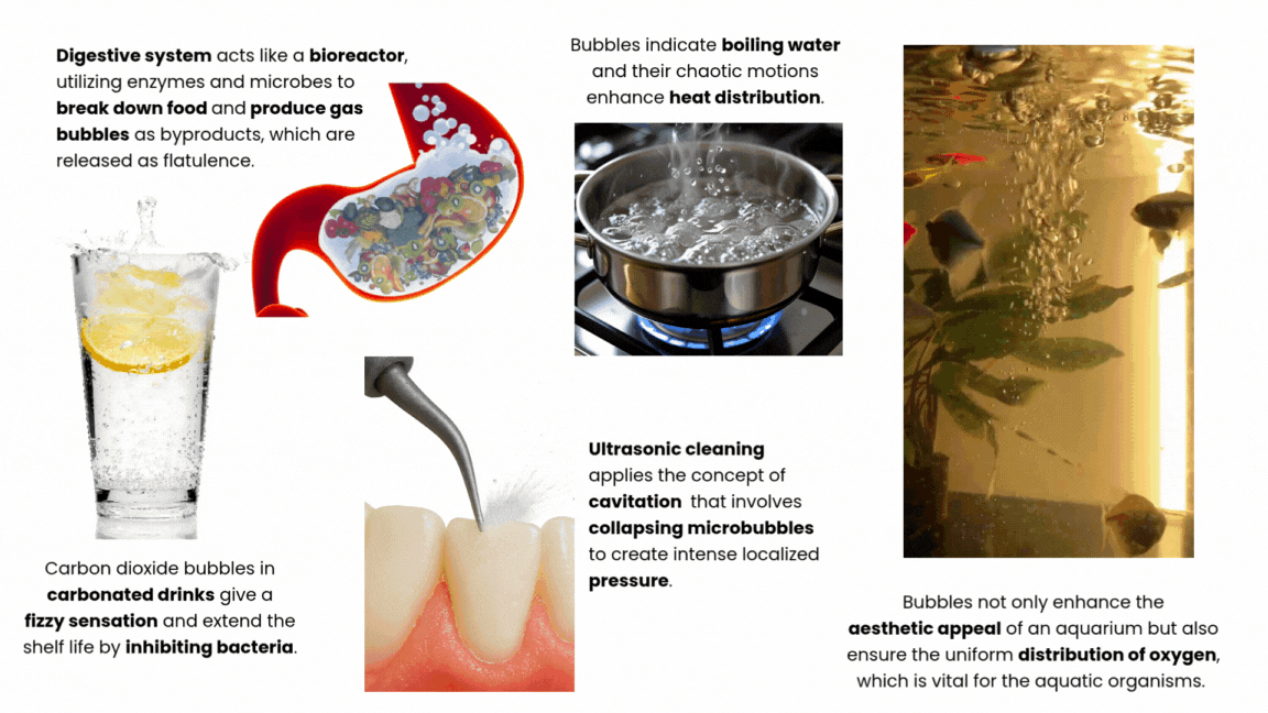 Illustration of bubbles in everyday life