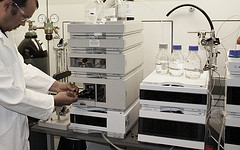 Researcher in chemistry lab. Photo