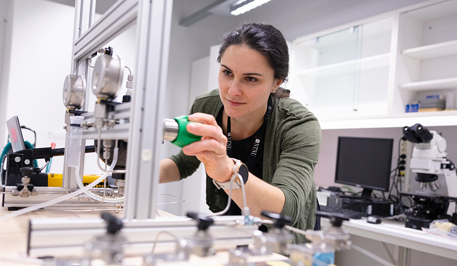A researcher working in a laboratory