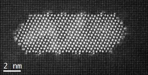 Needle-shaped U1-Ge precipitate in an Al-Mg-Ge alloy imaged using aberration-corrected scanning transmission electron microscopy (R. Bjørge et al. Acta Mater. 59 (2011) 6103)