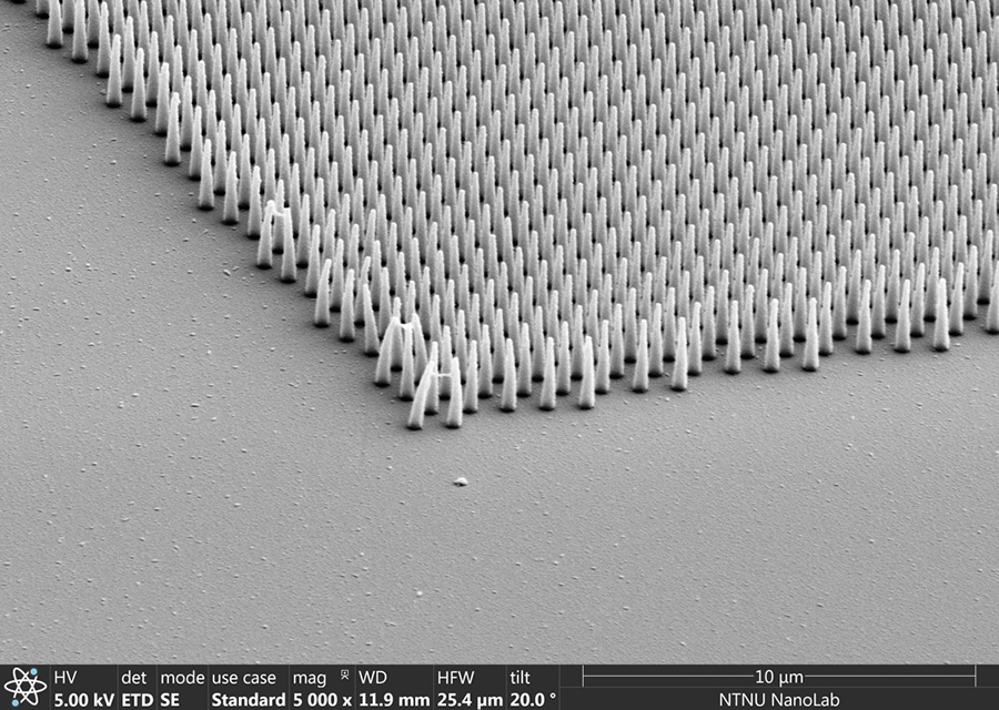 Nanofabrication. Enlarged photo in black and white