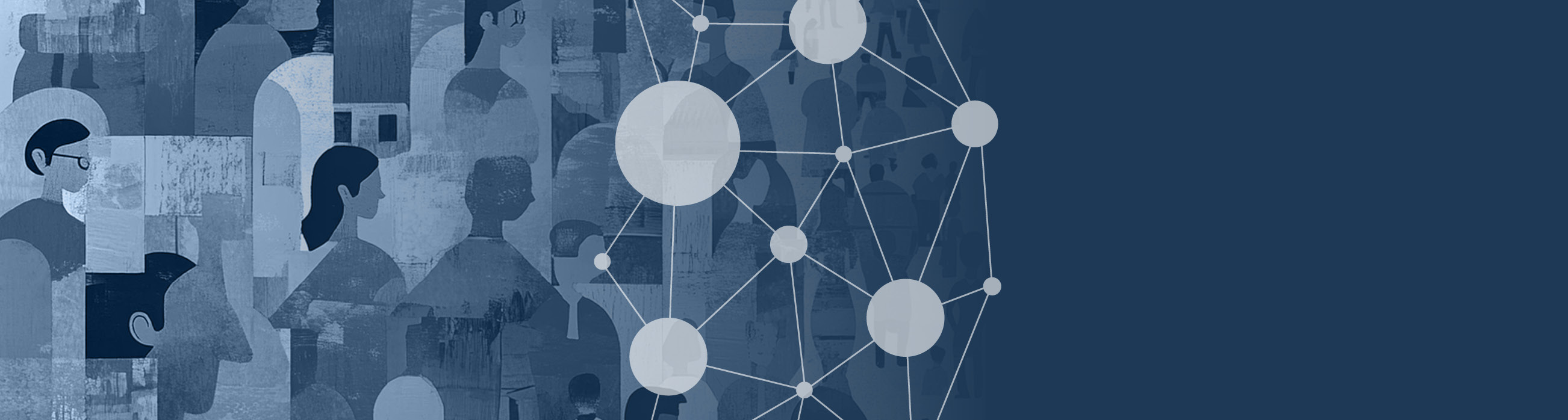 People in shades of blue. Illustration