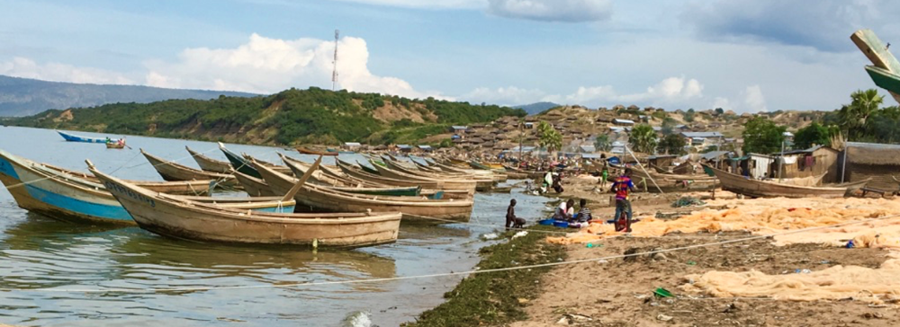 Picture of fishing boats at shore in Uganda