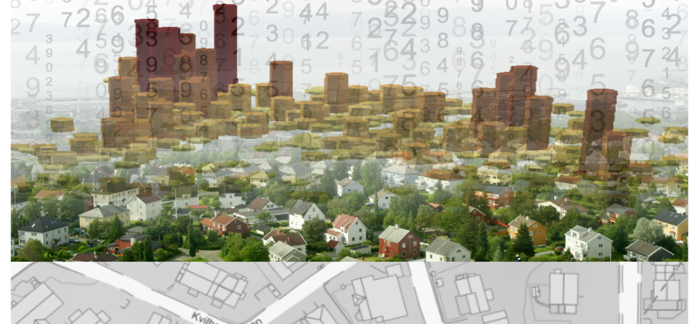 Illustration of a map, statistic numbers and a village