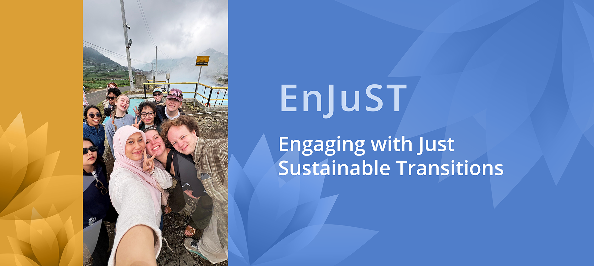 Picture of students in front of hot springs