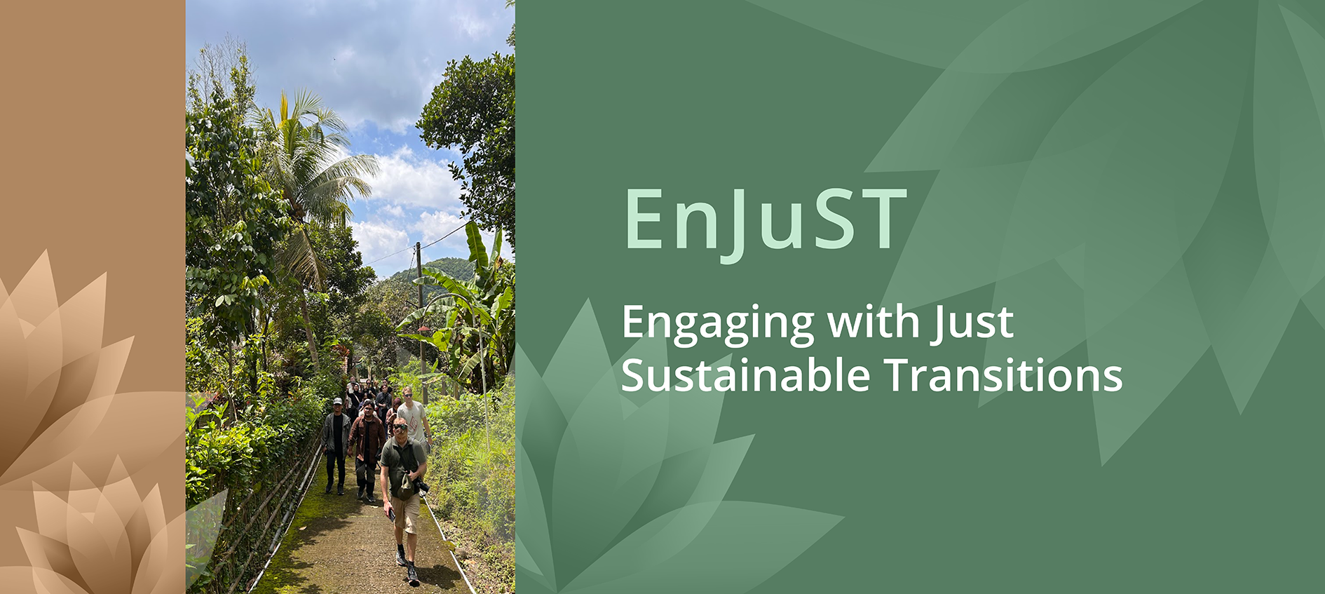 Picture of students from Norway and Indonesia on a jungel trail