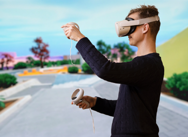 Boy using VR-headset