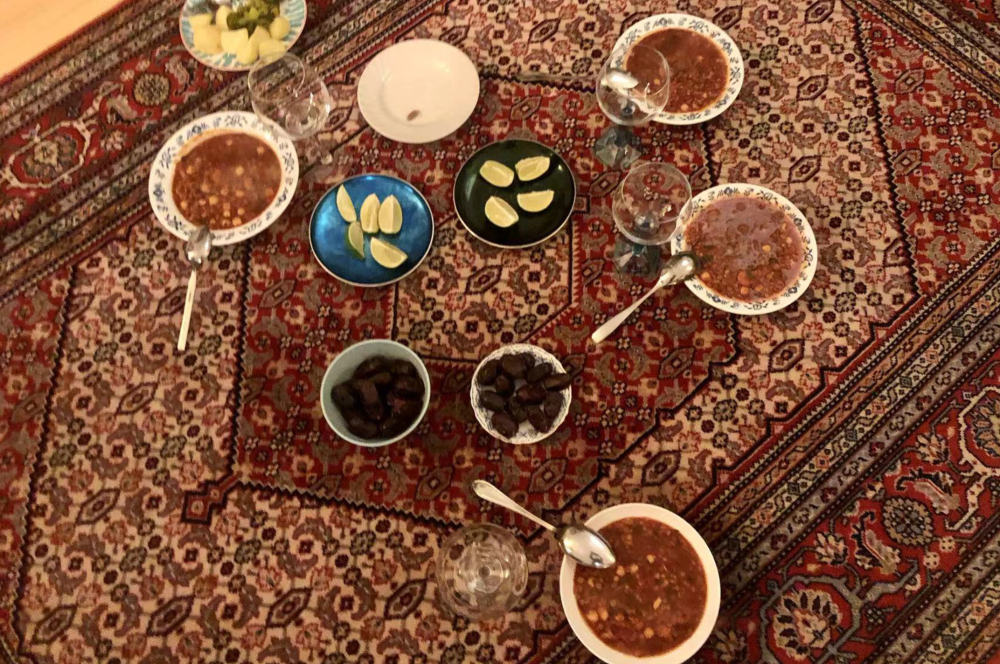 Picture of a carpet with food