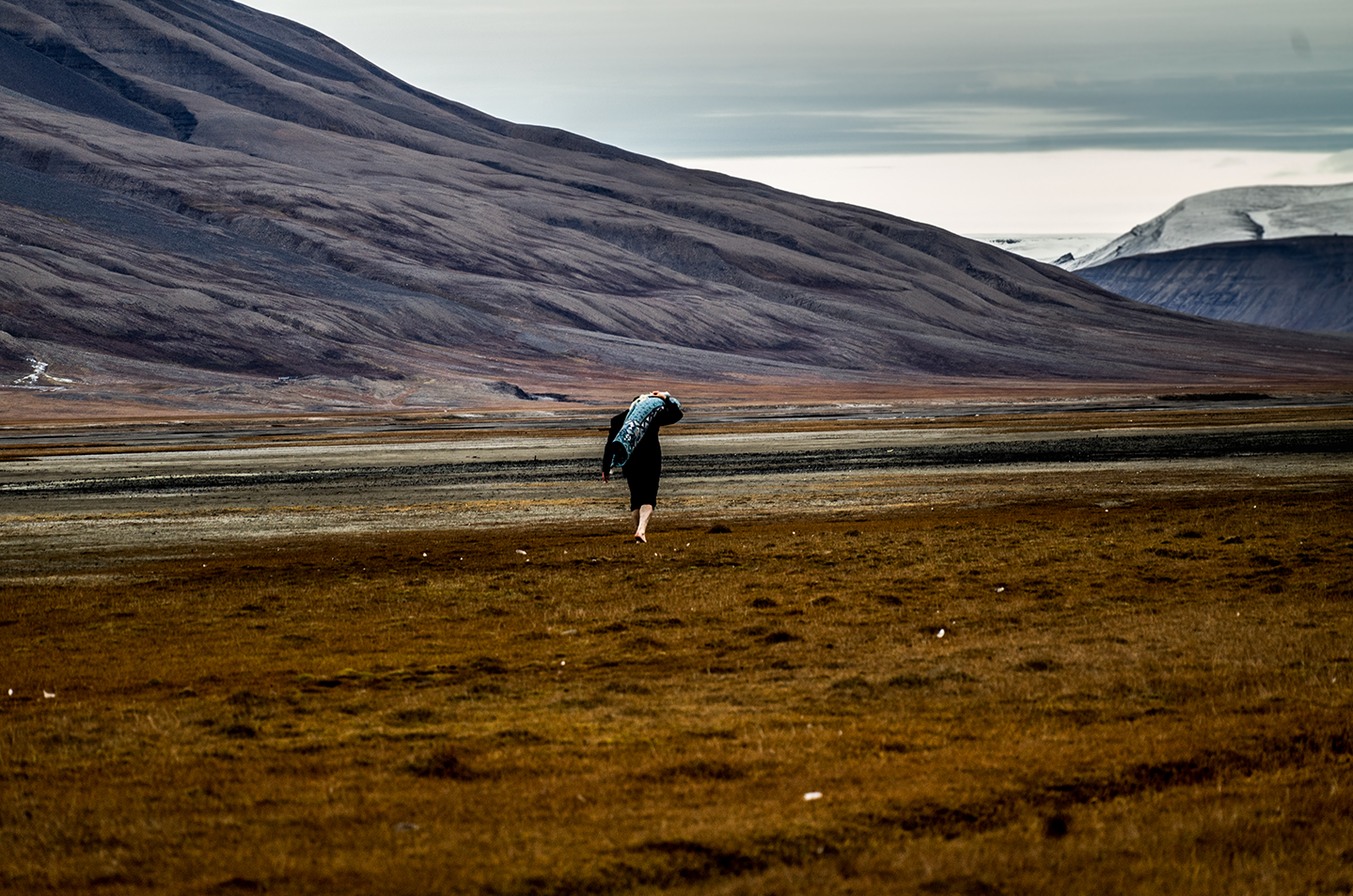 Barefoot man on Svalbard, photo