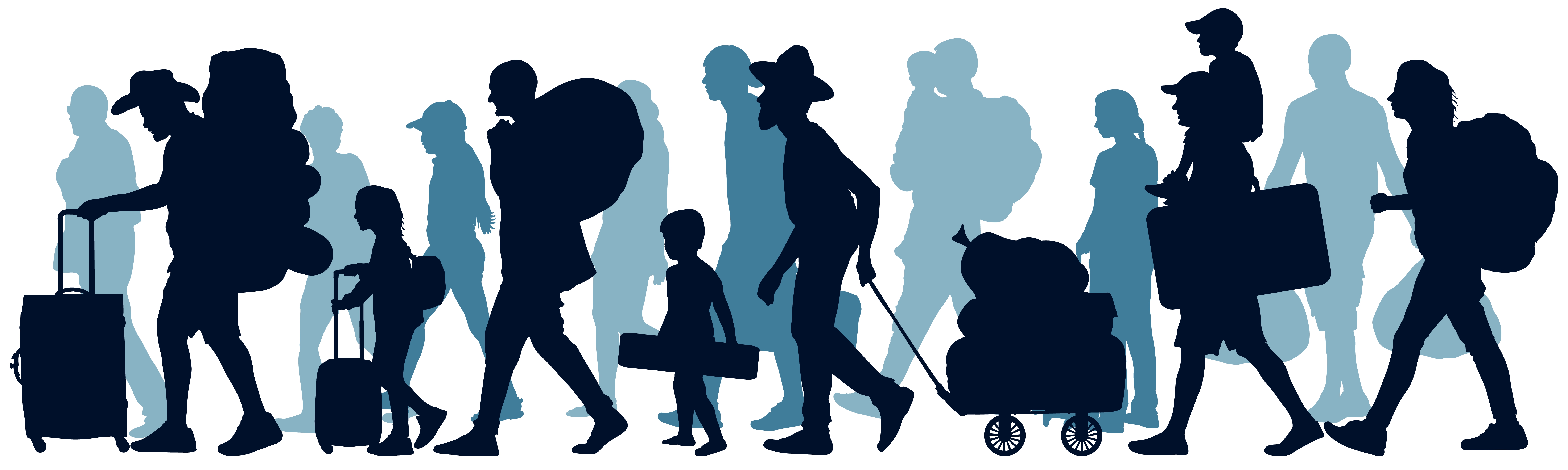 Illustration. A diverse group of people walking.