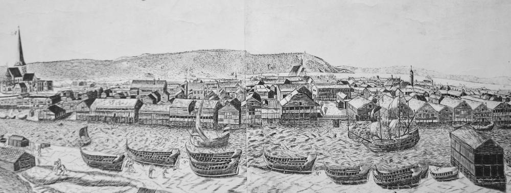 Drawing of old Trondheim