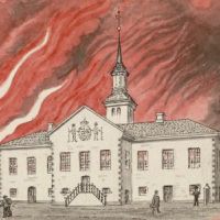 Illustration of the town hall fire
