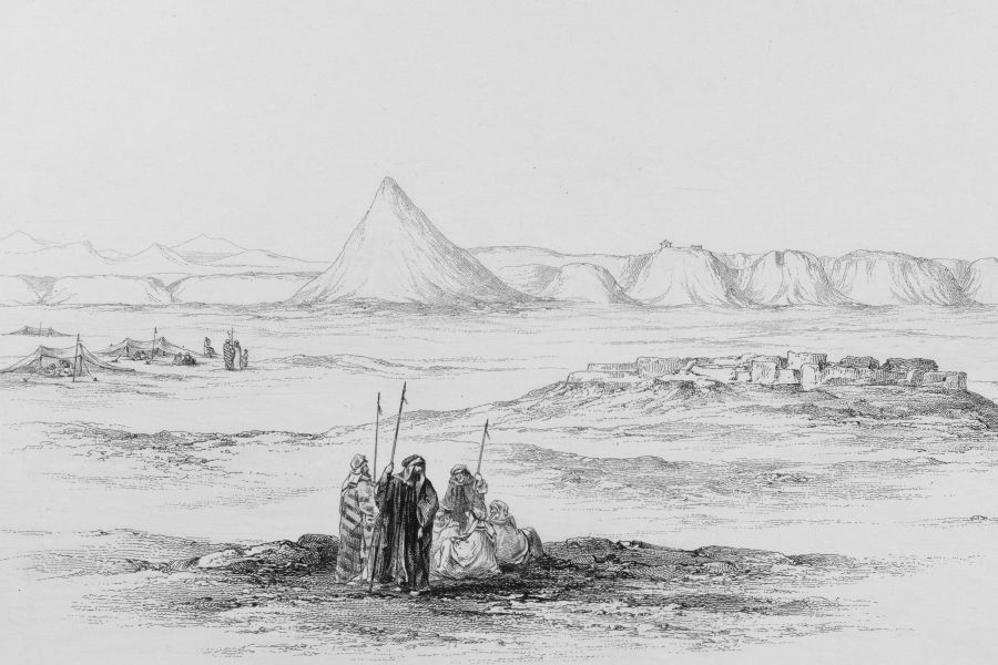 Drawing: the ruins of Nimroud, from the 1850's