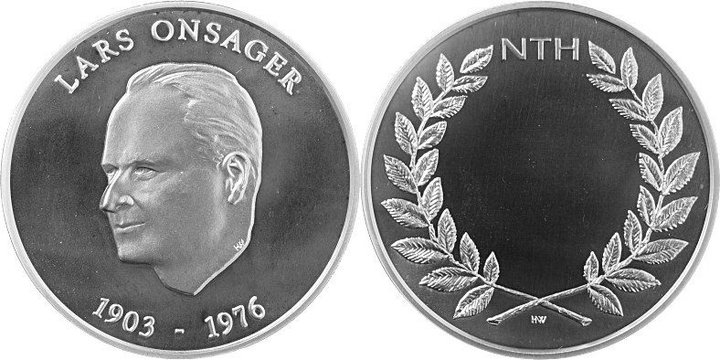 The Lars Onsager Medal, obverse and reverse