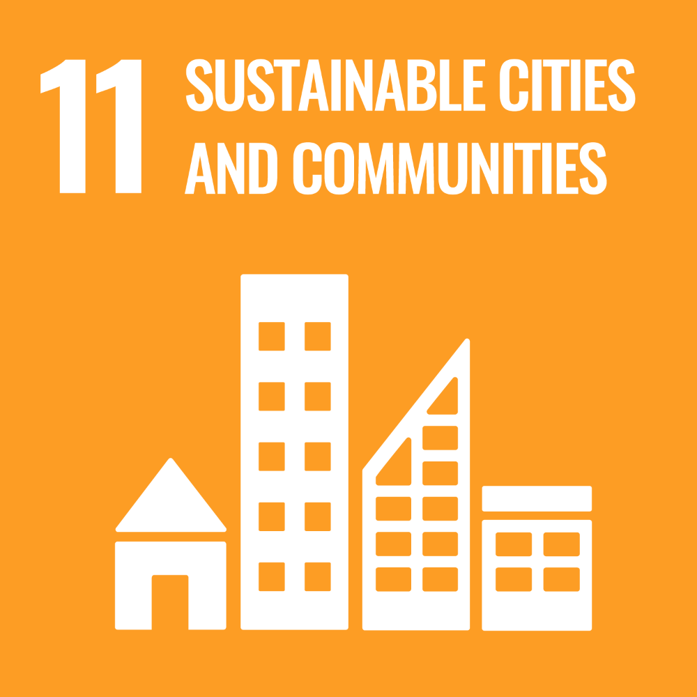Icon - UN Sustainable Development Goal 11 - sustainable cities and communities. Link to Sustainable Development goal 11.