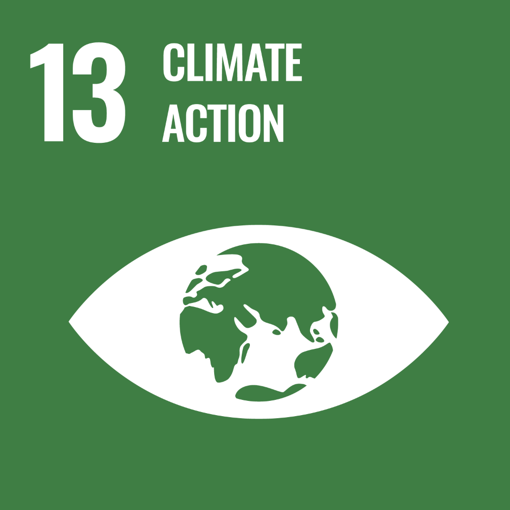 UNs Sustainable Development Goal 13 Climate action. Link to UNs Sustainable development goal number 13