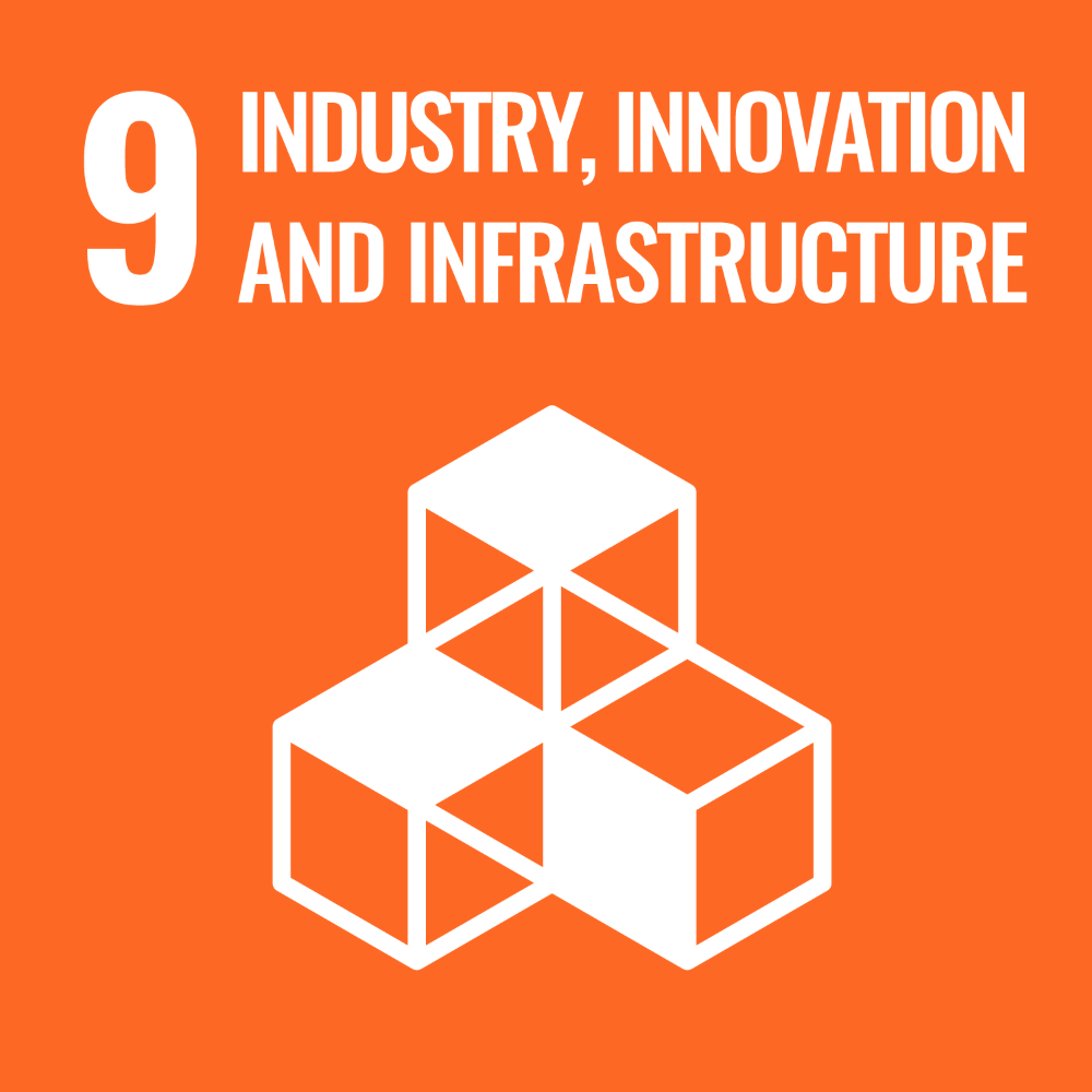 Icon - UN Sustainable Development Goal 9 - industries, innovation and infrastructure.