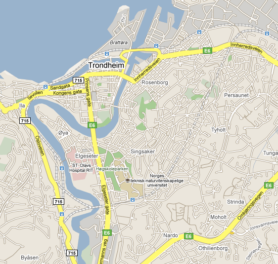 Kart over Trondehim.
