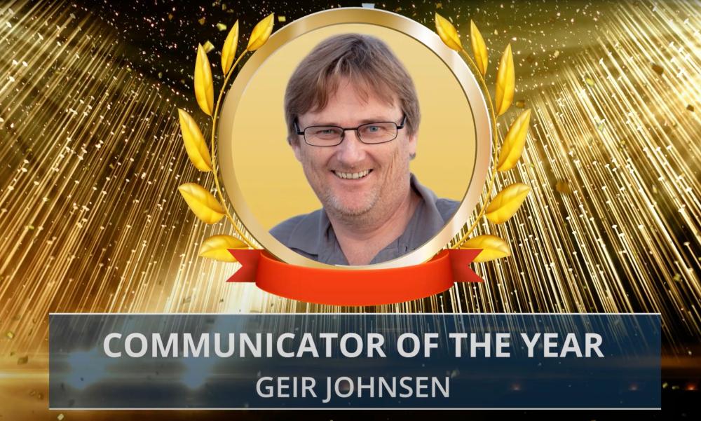 Geir Johnsen, Professor in marin biology, communication award picture