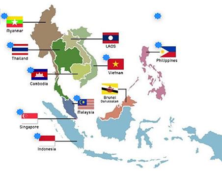 Map of countries and flags. Illustration: ASEAN.