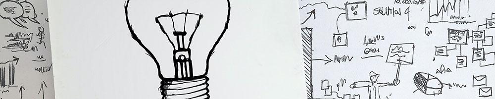 Drawing of a light bulb on a card. Photo: Pexels