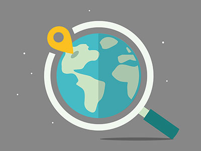 The earth in a magnifying glass with a pin. Illustration: Pixabay.