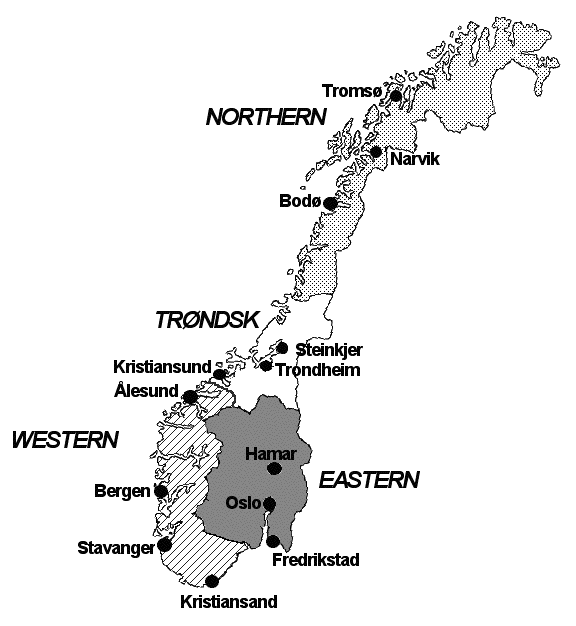 Mapa dialektów norweskich